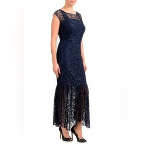 Nightway Navy Lace Evening Gown, size 8